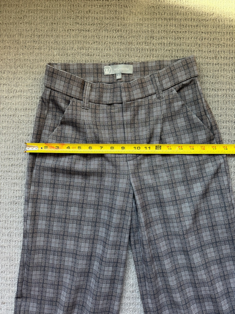 Wit & Wisdom Gray Plaid pull on wide leg trousers